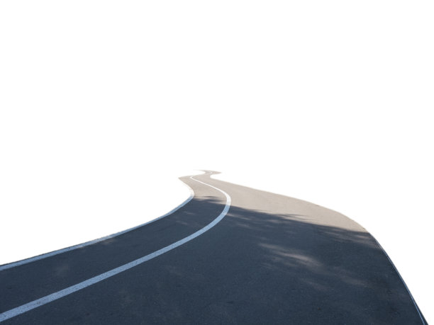 转弯的柏油路与自行车道隔离图片下载