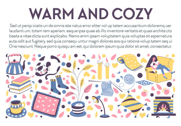 温暖和舒适的旗帜与图标放松秋天图片下载