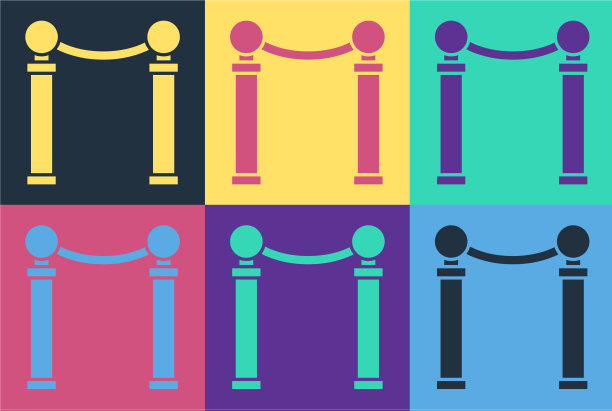 波普艺术展上画的图标孤立开来图片下载