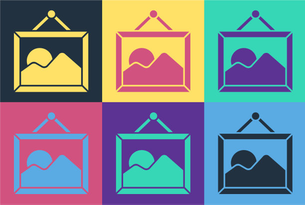 波普艺术图片景观图标孤立在颜色上图片下载