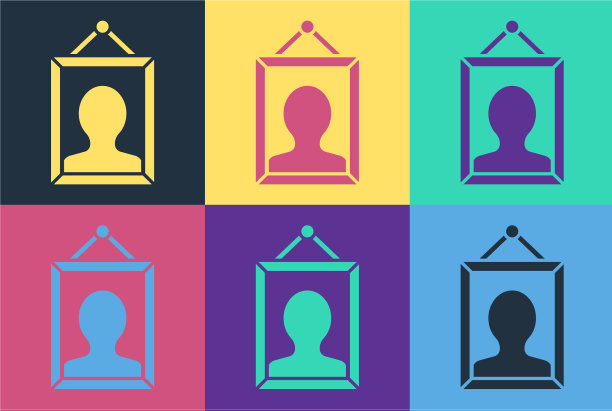 波普艺术图片图标孤立的颜色背景图片下载