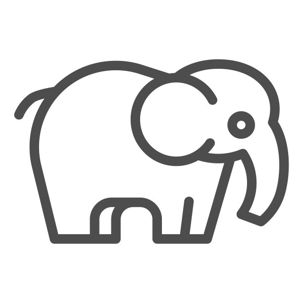 大象线图标站立狩猎动物简单图片下载