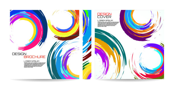 宣传册模板的笔触彩色圆圈为您的设计。杂志、封面、海报、书籍、展示、广告图片下载