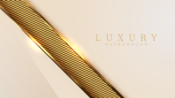 豪华的金色线背景芥末色在3d抽象风格。图片下载