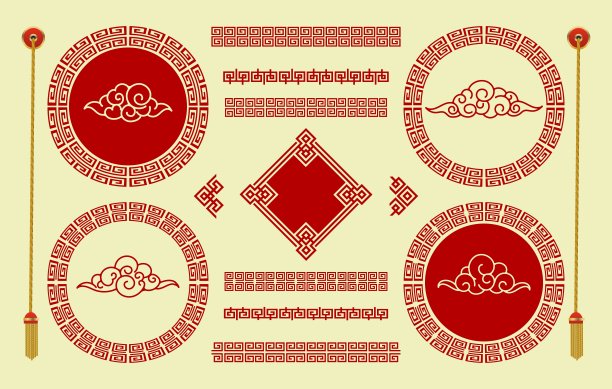 中国风格的云和边界素材图片