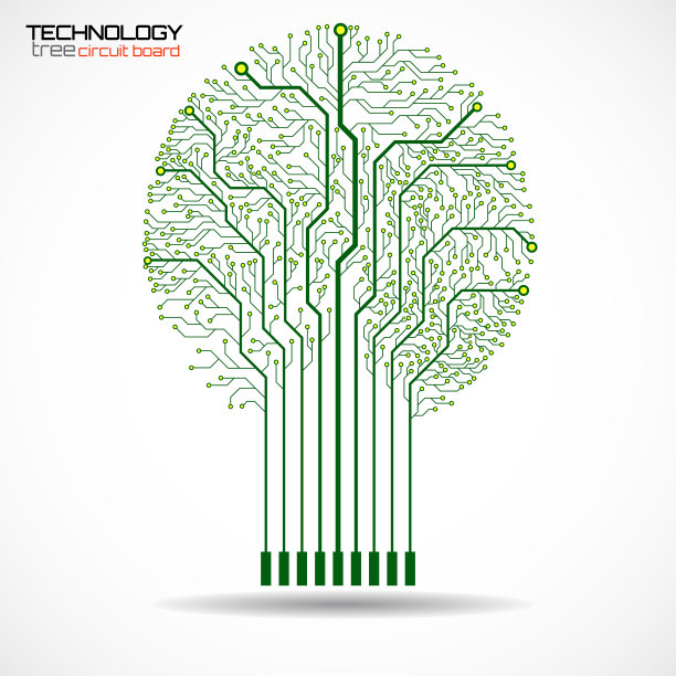 摘要在白色背景下的线路板树图片下载