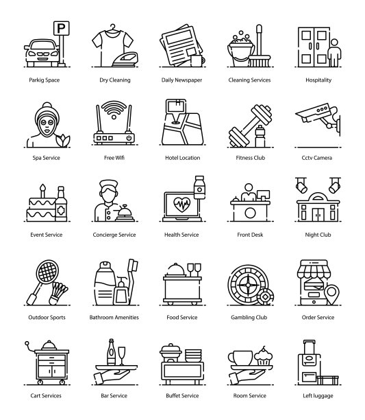 酒店服务系列图标包图片下载