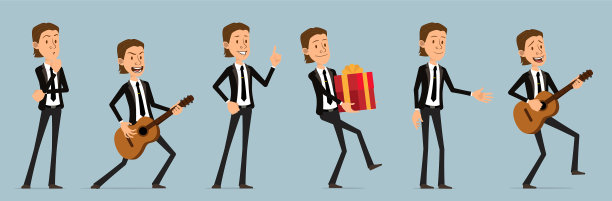 卡通可爱的办公室男孩人物大设置图片下载