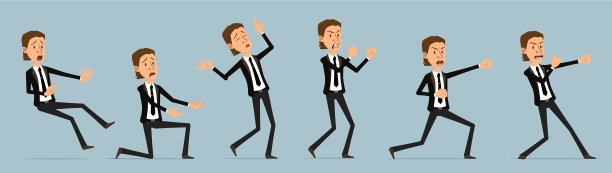 卡通可爱的办公室男孩人物大设置图片下载