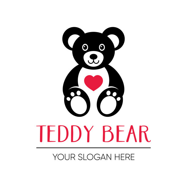 可爱的泰迪熊标志设计模板图片下载
