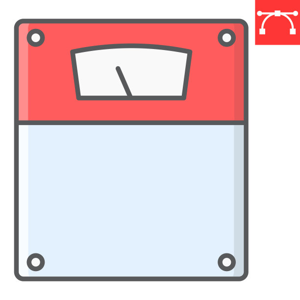 体重秤彩色线图标，健身和饮食，补充符号矢量图形，可编辑笔画彩色线性图标，eps 10。图片下载