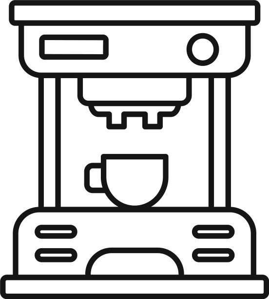 浓缩咖啡机图标轮廓风格图片下载