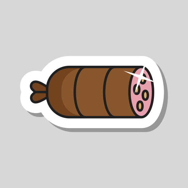 香肠萨拉米矢量图标。烧烤和烧烤架图片下载