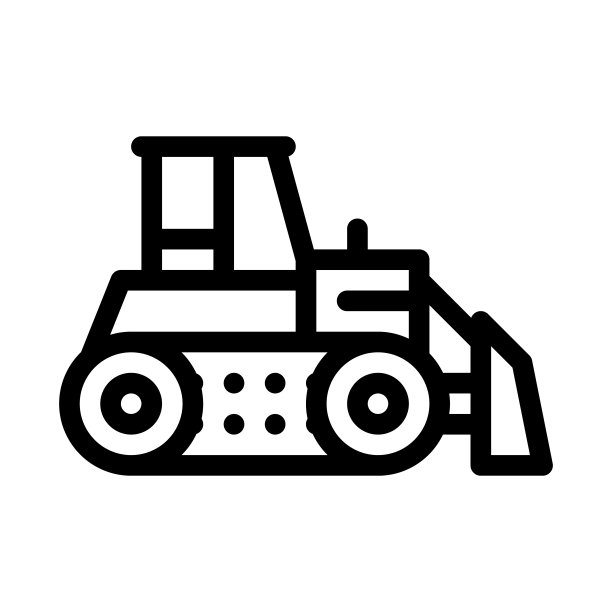 道路维修推土机图标矢量轮廓图图片下载