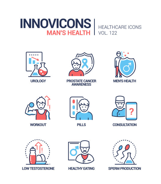 男士健康系列设计风格图标套装图片下载