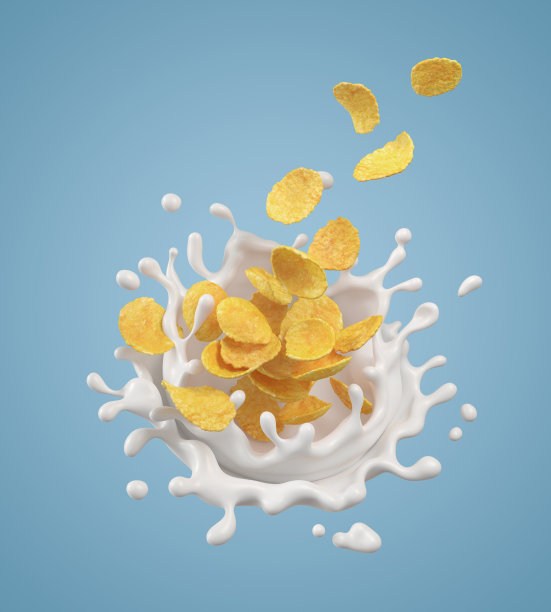 玉米片和牛奶。图片下载