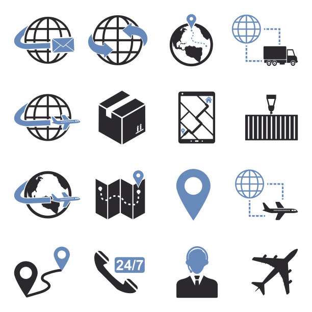 供应链的图标。双色调平面设计。矢量插图。图片下载