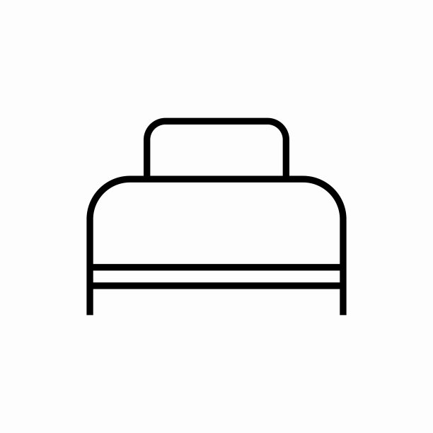大纲床图标。床上向量插图。网络和移动的符号图片下载