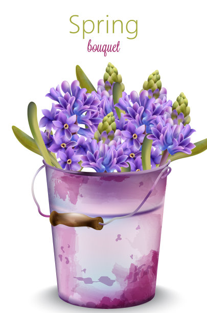 水彩画春花束中一朵兰花图片下载