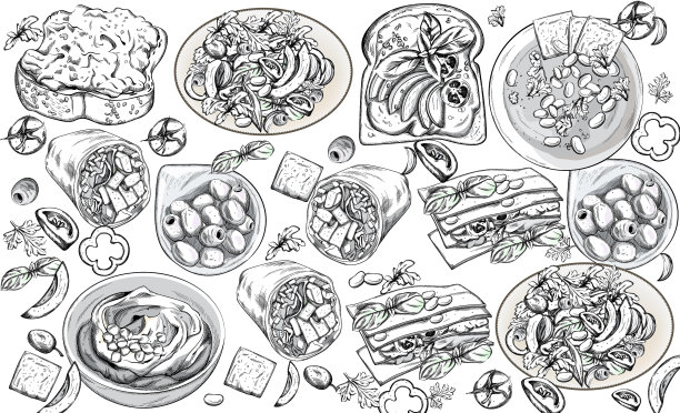 有机固定生素食食物鹰嘴豆泥打和图片下载