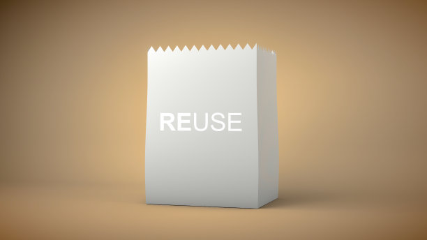 模拟的白色纸袋与重复使用的文本副本图片下载