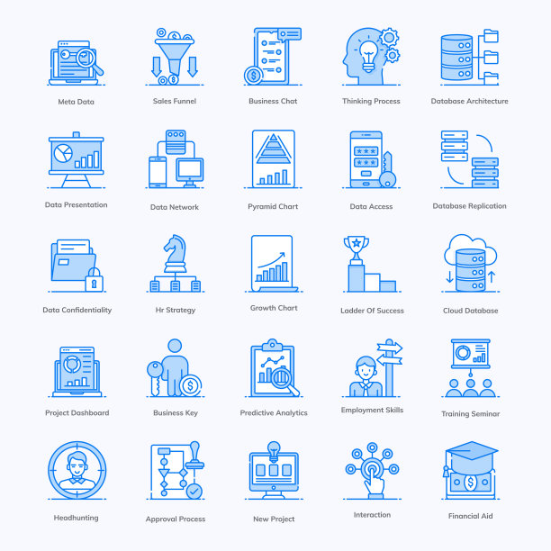 现代扁平风格商务管理素材包图片下载