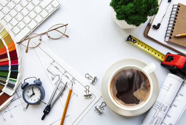 建筑师工作场所俯视图图片下载