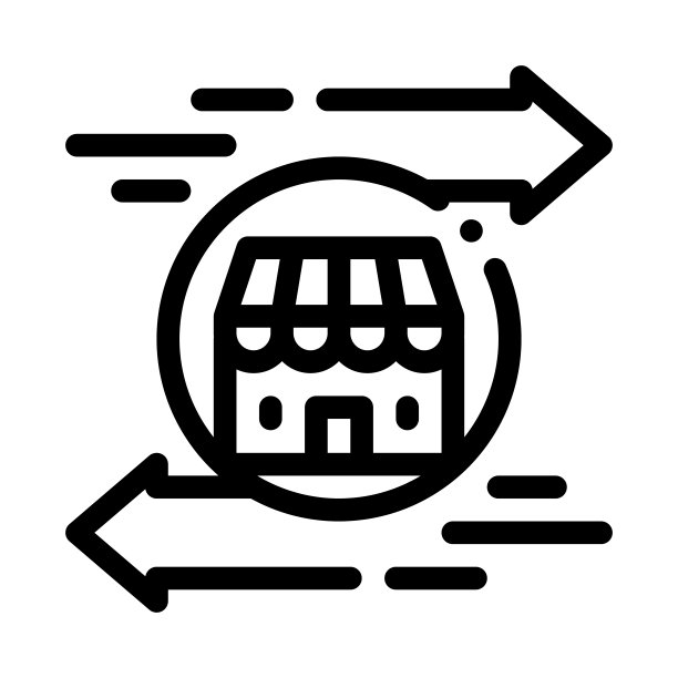 商店建筑箭头图标矢量轮廓插图图片下载