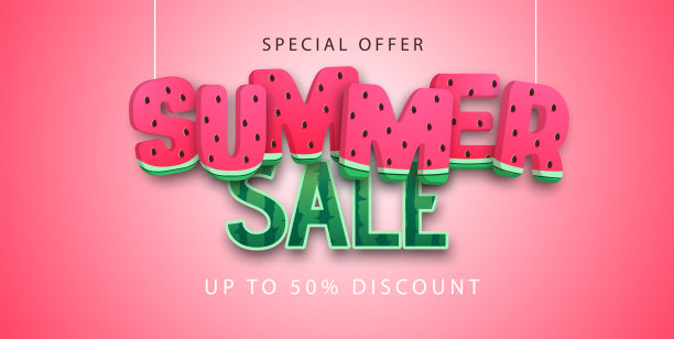 五颜六色的西瓜夏季大促销海报。夏季的背景图片下载