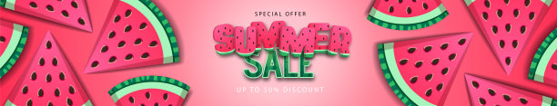 五颜六色的西瓜夏季大促销海报。夏季的背景图片下载