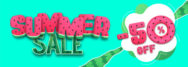 五颜六色的西瓜夏季大促销海报。夏季的背景图片下载