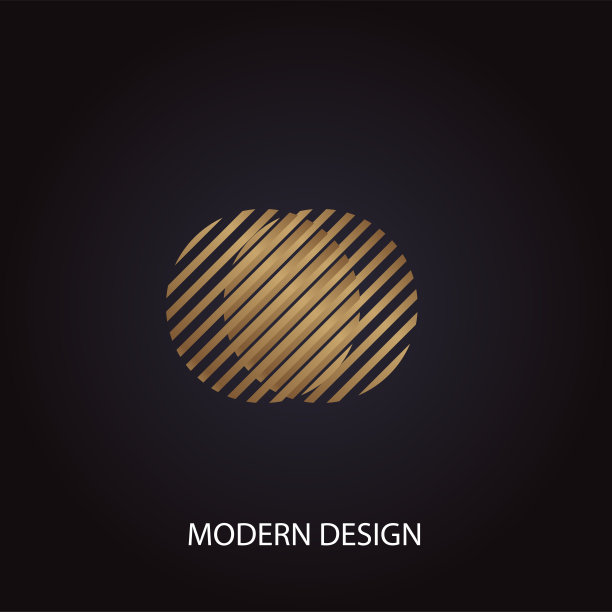 几何抽象的金色圆圈现代豪华设计在黑色的背景图片下载