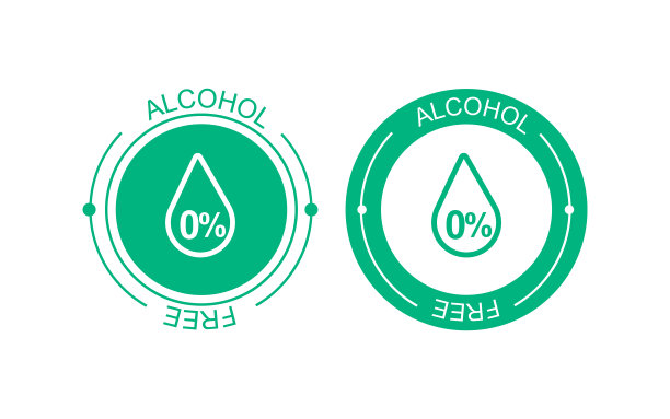 无酒精矢量图标。皮肤和身体护理化妆品医疗酒精免费滴和百分比eps符号图片下载