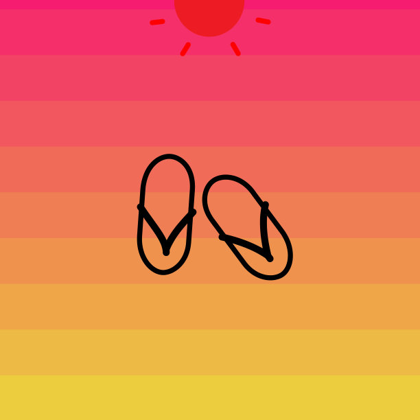 凉鞋在夏季日落矢量图片下载