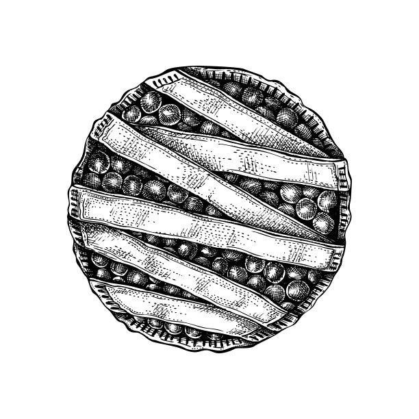 传统的樱桃派素描。图片下载