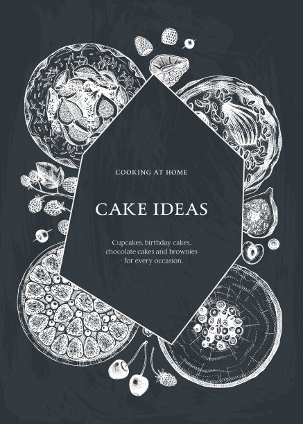 在黑板上手绘蛋糕和馅饼的图案图片下载