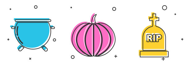 万圣节女巫坩埚和南瓜图片下载