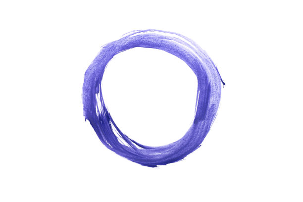 圆形框架的文字或照片在蓝色不小心油漆在白色背景。空白的布局或设计元素。图片下载