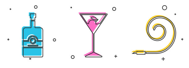 威士忌酒瓶马提尼杯和生日图片下载