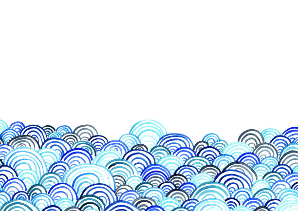 抽象的海浪水彩手绘背景，用于夏季装饰。图片下载