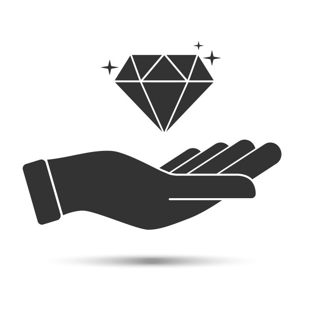 钻石在棕榈矢量图标阴影图片下载