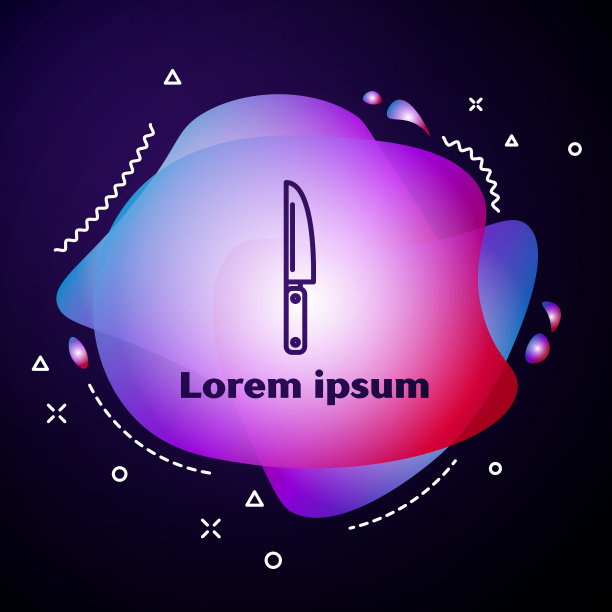 紫色线刀图标孤立在蓝色背景图片下载