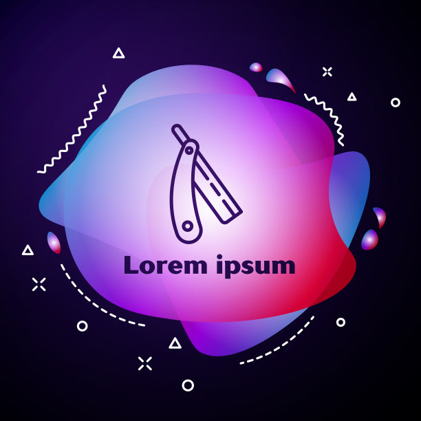 紫色直线剃刀图标孤立在蓝色上图片下载