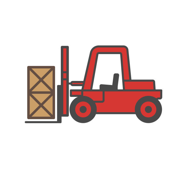 红色的叉车，黑色的轮廓图片下载