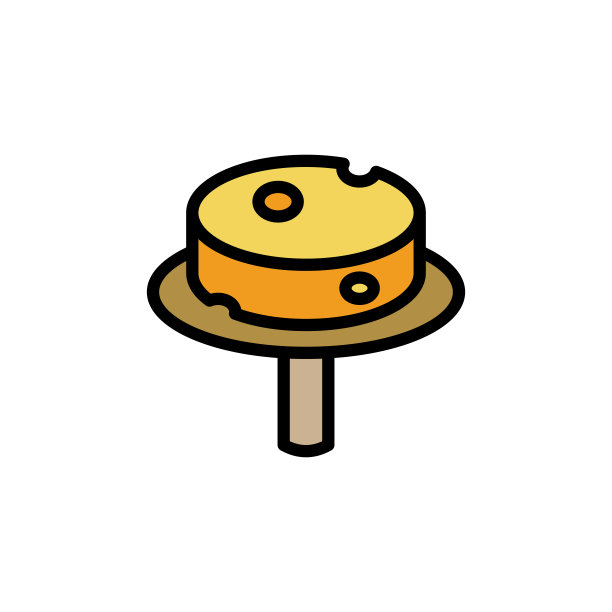 芝士片图标。简单的颜色与轮廓矢量元素的乳制品图标，用户界面和用户体验，网站或移动应用程序图片下载