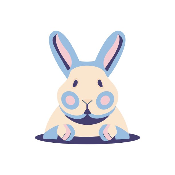 可爱的扁兔子兔子复活节clipart图片下载