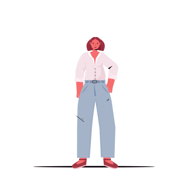 模特时尚女性摆姿势在休闲时尚服装女性卡通人物站立姿势全长图片下载