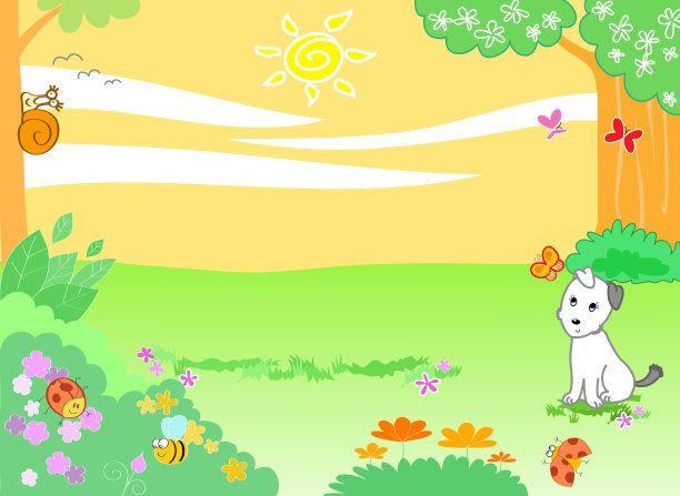 卡通自然景观背景的孩子图片下载