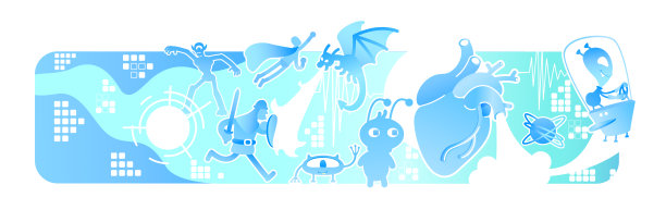 幻想视频游戏2D矢量网页横幅，海报图片下载