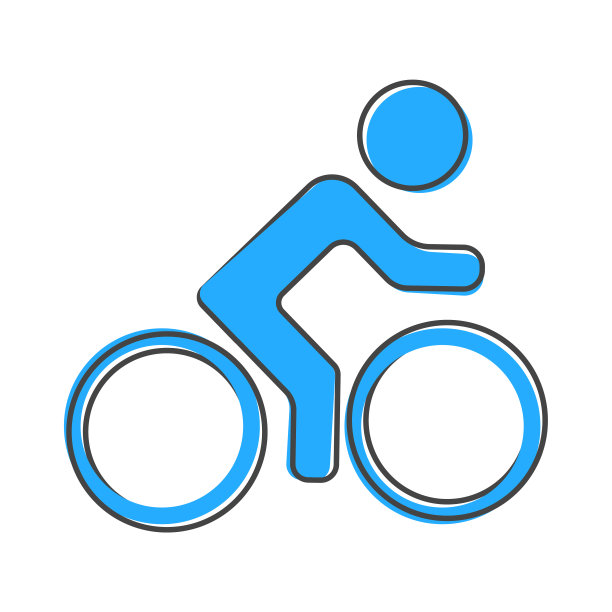 矢量图标的自行车，运动员卡通风格的白色孤立的背景。图片下载